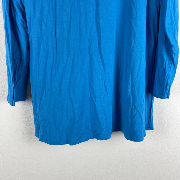 Soft Surroundings Modal Tunic Top Womens Large Blue Long Sleeve Stretchy Button - Picture 11 of 11
